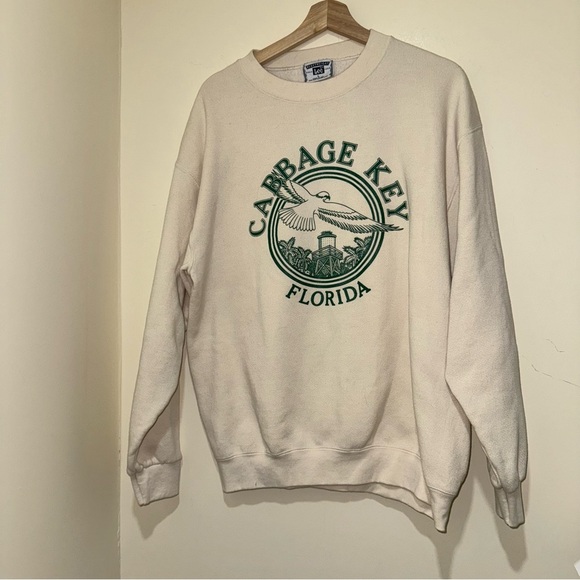 Vintage Lee Heavyweight Cabbage Key Florida Tan + Green Graphic Crewneck Size: L - Picture 3 of 16